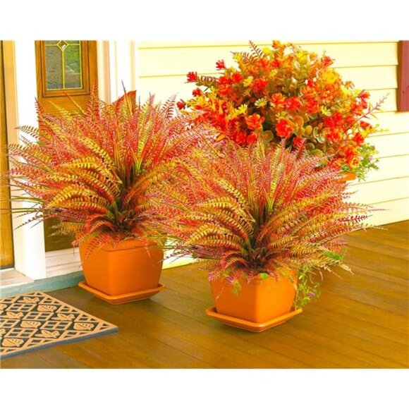 22-Piece Artificial Outdoor Plants Set: UV-Resistant Fake Ferns & Fall Flowers - Picture 2 of 8